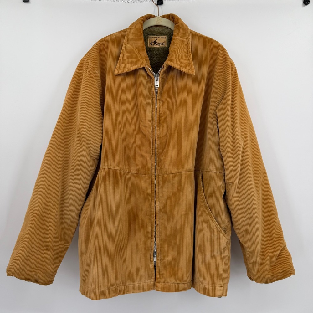 Vintage Steigers Tan Corduroy Chore Barn Field Coat Jacket Mens Size X-Large